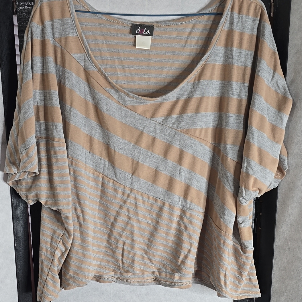 Women's Striped Tan and Gray Top